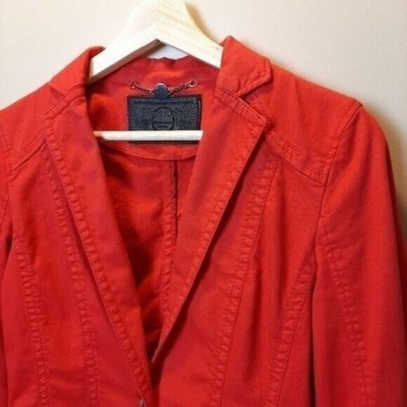 MARC CAIN Blazer Jacket 100% Cotton Red Sz 4 (N1) - Picture 3 of 16